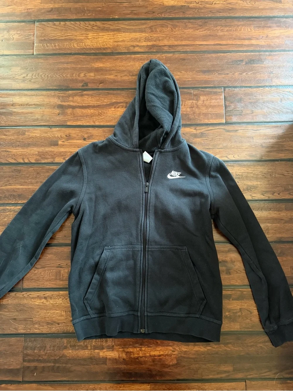 Nike Kids Black Full-Zip Hooded Sweatshirt with Logo